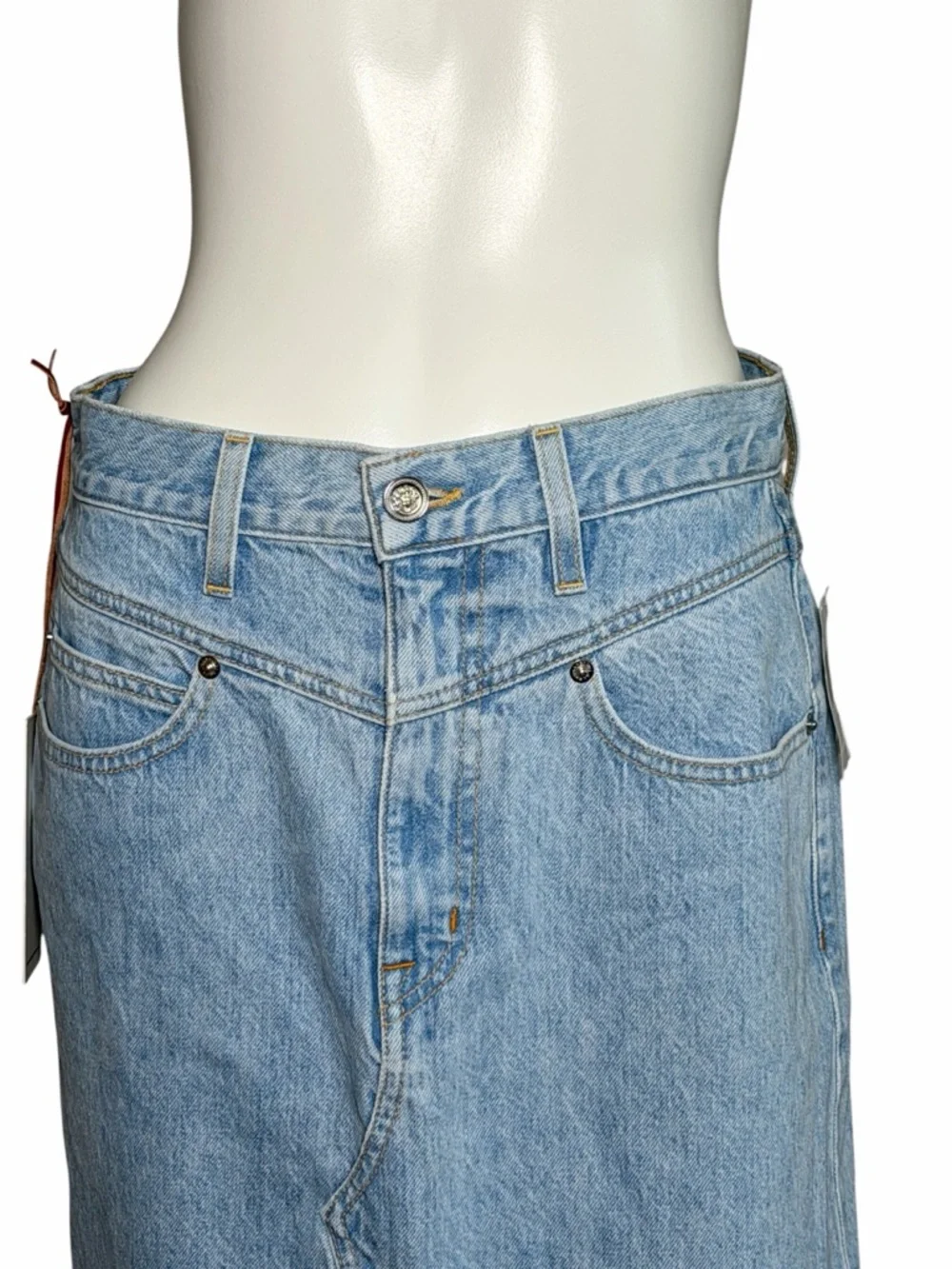 SLVRLAKE Dallas Jean Maxi Skirt 25 Front Slit Light Wash NWT Retails $299 - Picture 7 of 15